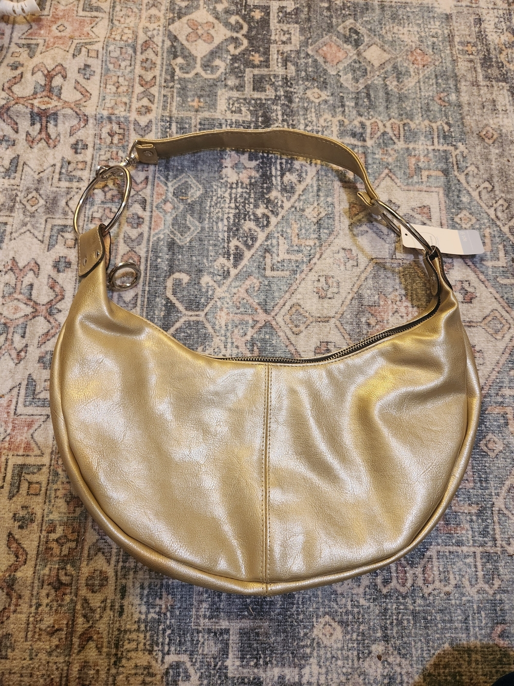 Metallic Gold Crescent Shoulder Bag